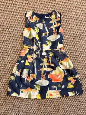 Navy Multi-Print Fit & Flare Dress